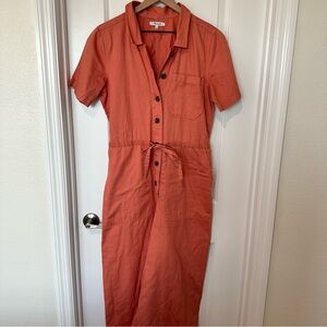 Madewell Terracotta Button-Front Jumpsuit